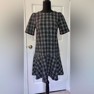 Ann Taylor LOFT Textured Plaid Flounce Sheath Dress